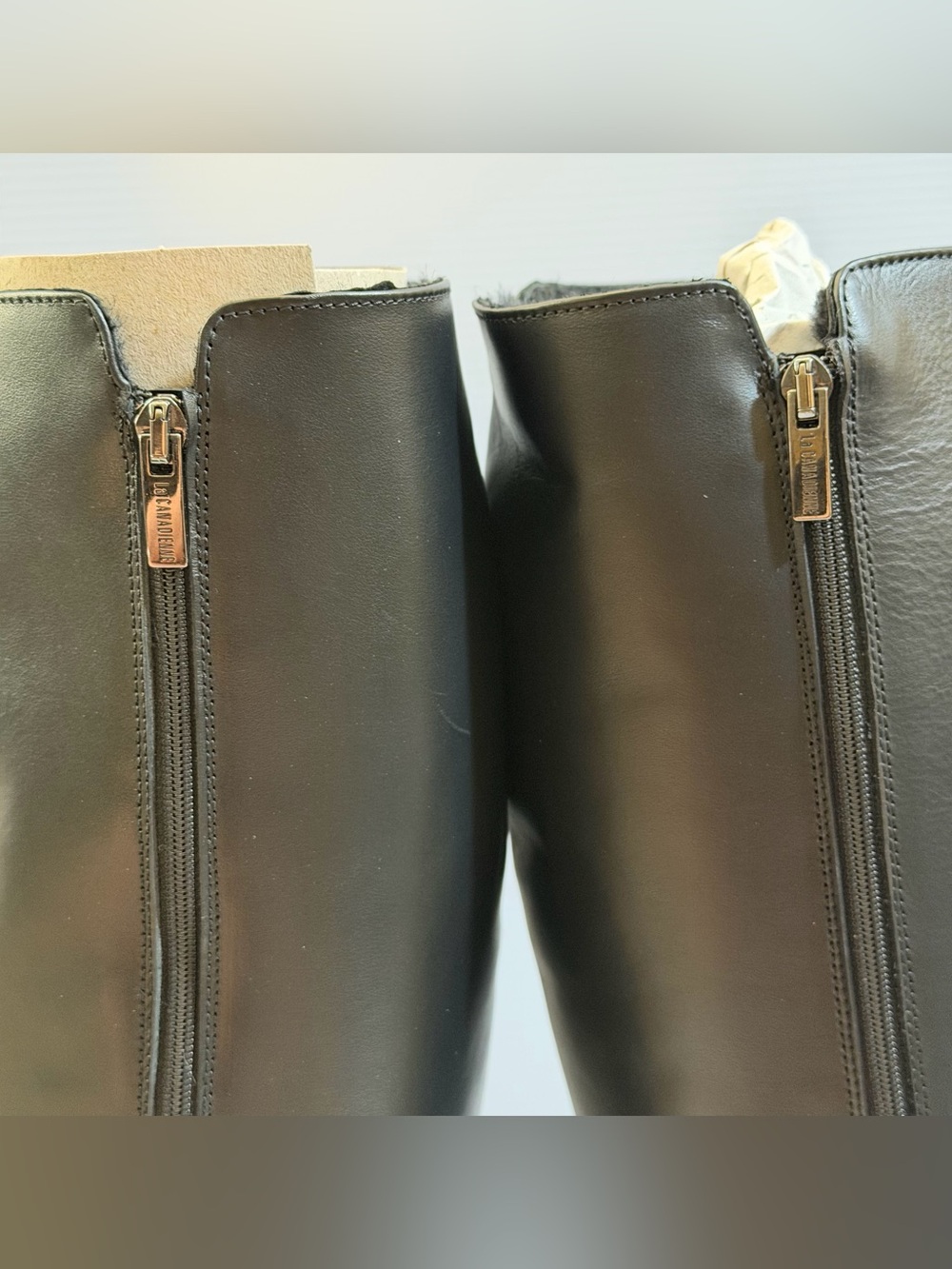 La Canadienne "Harry" Waterproof Black Leather Shearling-Lined Knee-High Boots - Picture 9 of 15